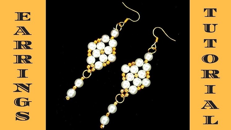 Elegant pearl earrings. Beaded earrings making. DIY earrings-easy , cheap, fast