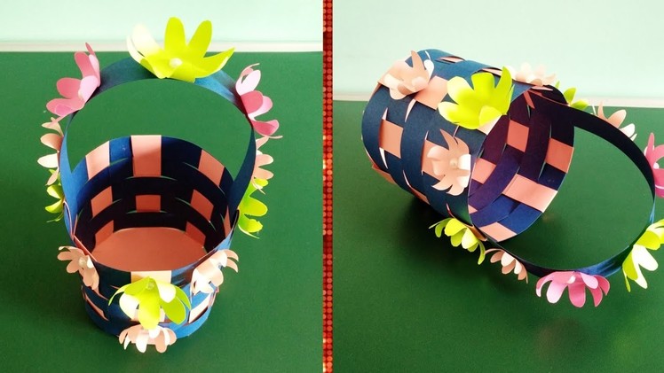 Flower basket. paper art. DIY handcraft.