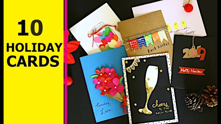 #holidaycards #greetingcards #diy 10 HANDMADE CARDS IDEAS  | Aloha Crafts