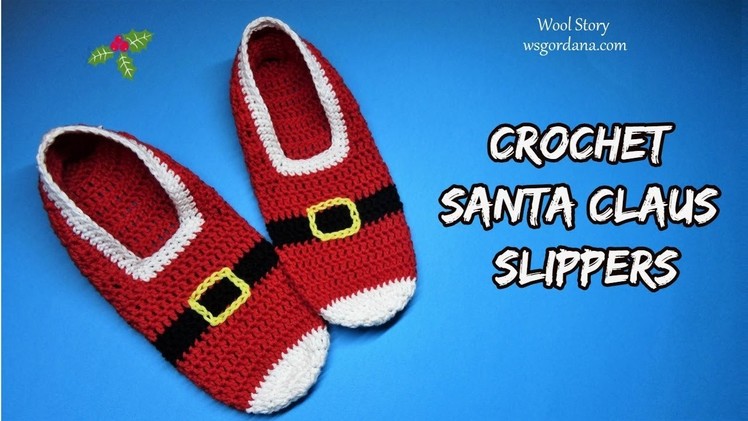How to Crochet Santa Claus Slippers  (Heklane popke)