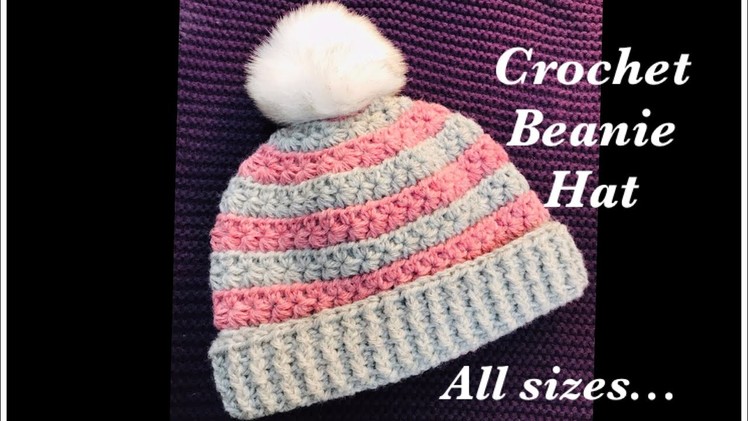 How to crochet star stitch beanie hat left handed for adult and all sizes fast and easy #165