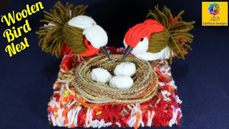 How to make a #Bird Nest l Easy DIY Room Decor idea.Love birds.Easy Woolen Bird craft