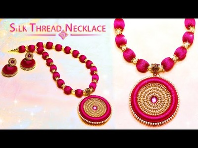 How To Make Beautiful Silk Thread Necklace And Earrings | DIY | Jewelry Making
