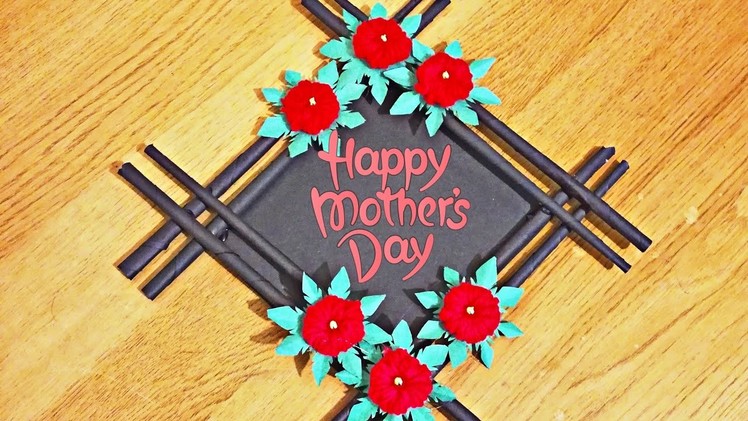 How to make photo frame with paper.DIY woolen flower wall hanging.home decoration idea