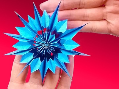 Modular 3d origami snowflake frozen easy star paper tutorial. Christmas diy paper snowflakes