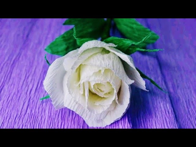 Super easy way to make white rose paper flower| diy rose crepe paper flower making tutorials