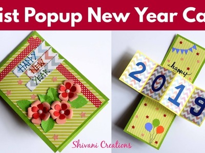 Twist & Popup Card. DIY New Year Popup Card. Handmade Greeting Card for New Year