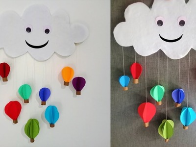 Wall hanging paper air hot balloon - DIY easy wall hanging art tutorial - Wall decoration ideas