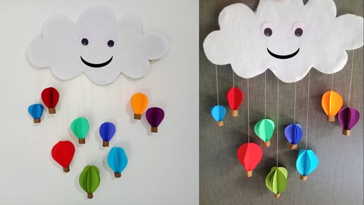 Wall hanging paper air hot balloon - DIY easy wall hanging art tutorial - Wall decoration ideas