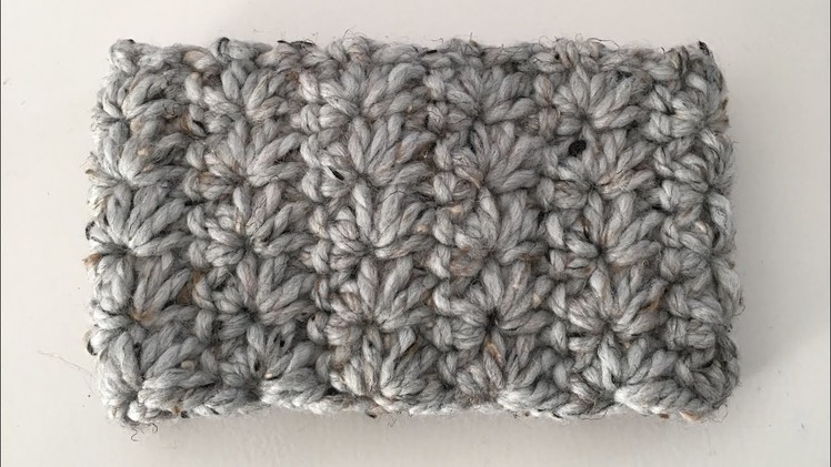 Crochet headband with button star stitch