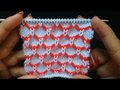 Easy Two Colour Knitting Design.Pattern in hindi