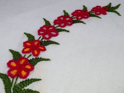 Hand embroidery : border design | Stitches for border line | lazy daisy stitch