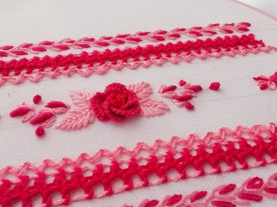 Hand Embroidery |Border design stitch | Rose stitch | Дизайн бордюра