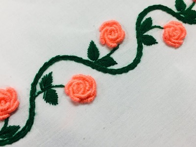 Hand Embroidery:borderline embroidery design l border design l border embroidery design l rose flowe