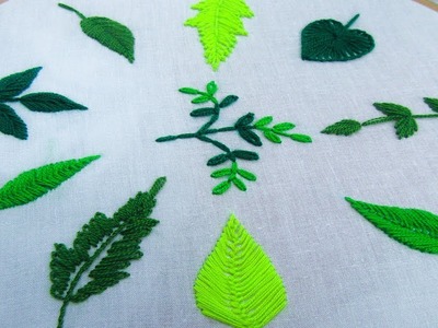 Hand Embroidery for Beginner; 10 type of leaves, Leaf Stitch