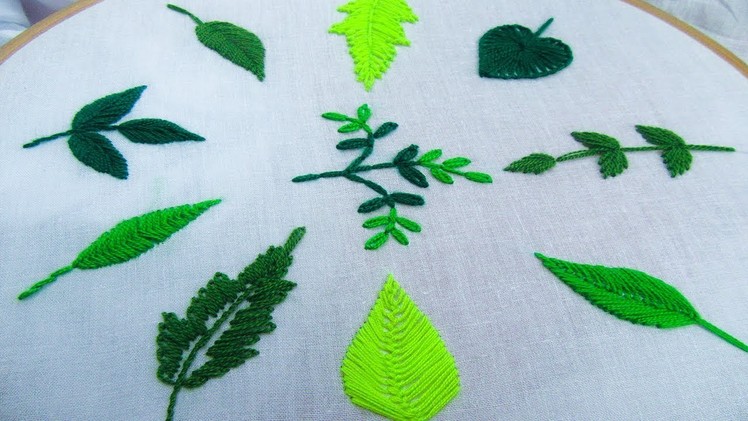 Hand Embroidery for Beginner; 10 type of leaves, Leaf Stitch