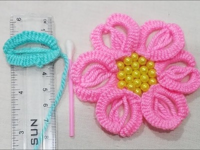 Hand Embroidery:Make Easy Big Fantasy Flower Amazing Trick #SewingHack  With Scale & Earbud Part 16