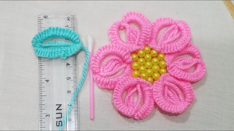 Hand Embroidery:Make Easy Big Fantasy Flower Amazing Trick #SewingHack  With Scale & Earbud Part 16