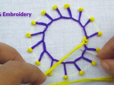 Hand Embroidery, Very Simple Embroidery for Beginner, Easy Sun Embroidery, Crafts & Embroidery