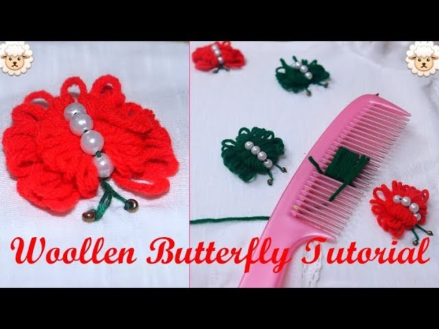 Hand embroidery.woollen butterfly making.DIY.Best out of waste.CROCHET: Butterfly