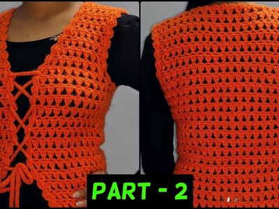 How to Crochet a Shrug. Jacket Without Seam -all sizes (New Design) Part -2