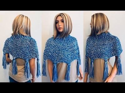 How to Crochet Chunky Collar Cowl Capelet Pattern #845│by ThePatternFamily