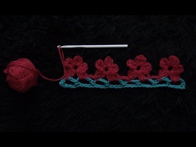 How to Crochet Flower Border Edging. Trim Stitch Pattern #844│by ThePatternFamily