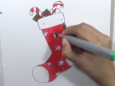 How to draw and paint Christmas socks | Christmas Art Tutorial