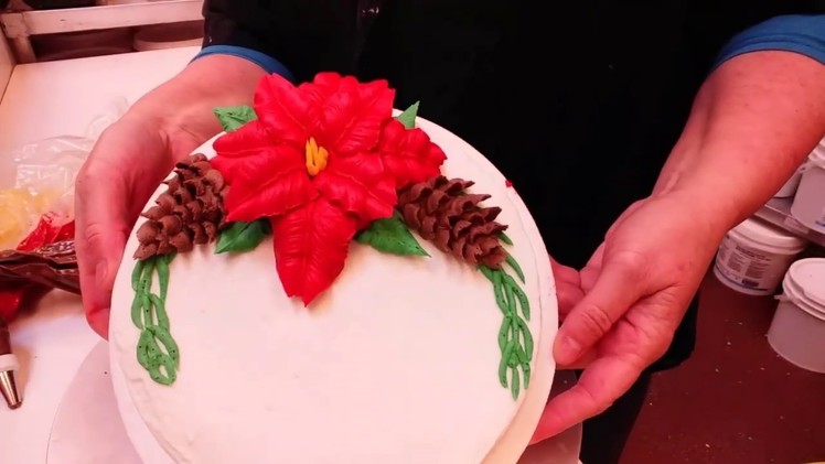 How to make buttercream poinsettias and pinecones cake decorating ideas and tips????