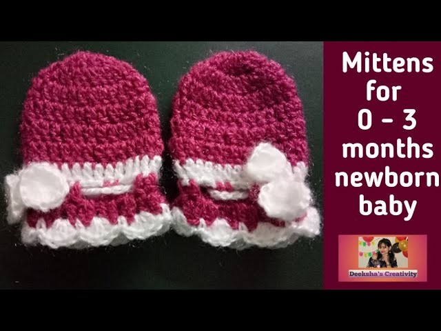 How to make mittens for newborn baby | Crochet mitten | Mittens for 0 - 3 Months baby |double colour