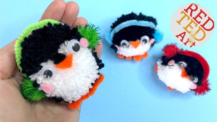 How to make Pom Pom Penguin DIY - Easy Penguin Ornaments