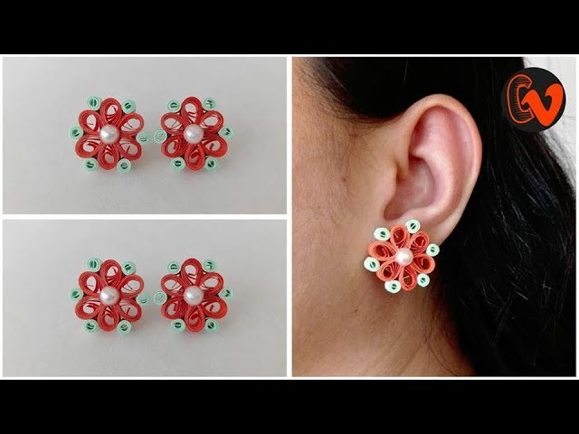 How To Make Quilling Stud Earrings Tutorial. Paper Quilling Earrings. Design 38