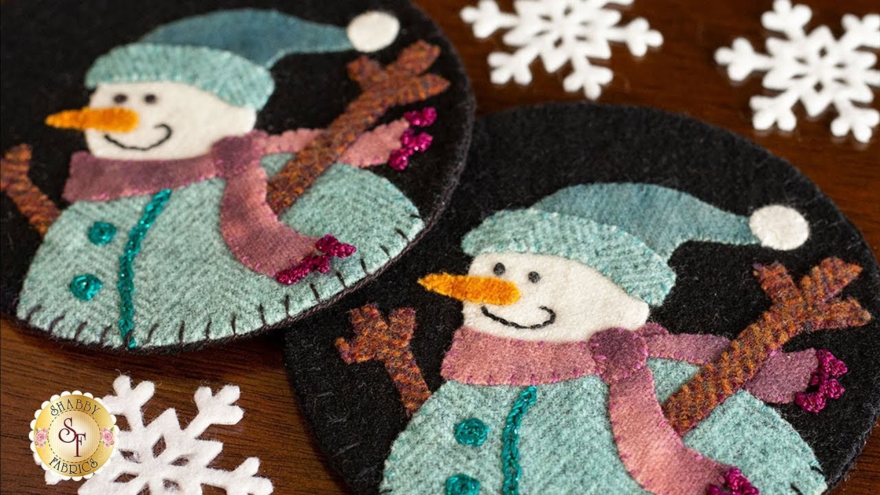 How to Make Snowman Wooly Mug Rugs | A Shabby Fabrics Tutorial