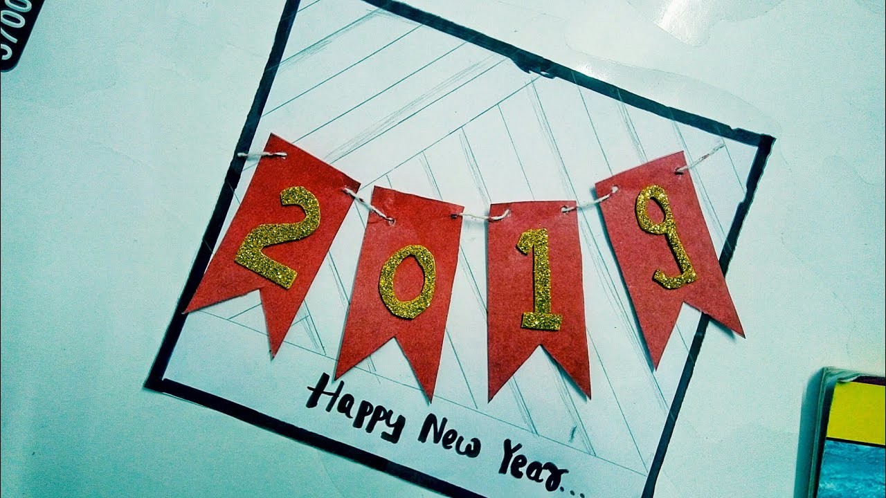 New year card || How to make New year card 2019 || Handmade new year card || new year card ideas