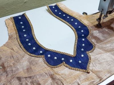 Paithani saree blouse easy neck design