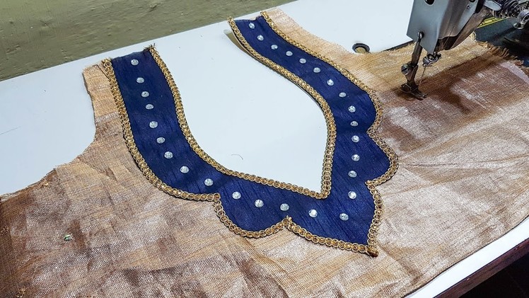 Paithani saree blouse easy neck design