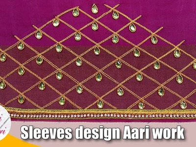 Sleeves design aari work | Maggam work on sleeves | hand embroidery designs for sleeves