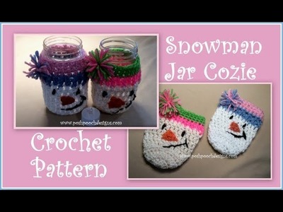 Snowman Jar Cozie Crochet Pattern