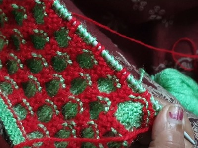 Two colours knitting design looks like "locked honeycomb" Knitting design || Easy Knitting Pattern