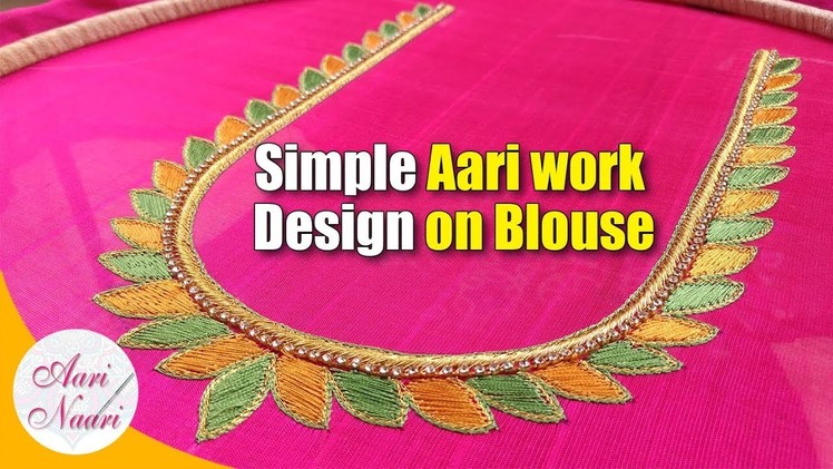 Very simple neck design aari work | simple aari work designs for beginners | simple maggam work