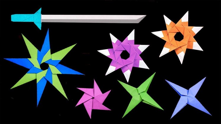 07 Easy #Origami Paper Ninja Star.Sword.Knife - How to Make Step by Step