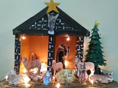 Christmas Crib Making And Decorations | How To Make Christmas Crib | Nativity Scene Set Up