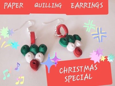 CHRISTMAS SPECIAL EARRINGS.HOW TO MAKE EASY DIY PAPER QUILLING EARRINGS