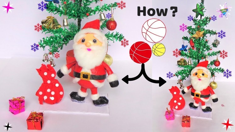 DIY Christmas Room Decor ideas. How to make Santa Claus from Plastic Ball. Easy Newspaper Craft
