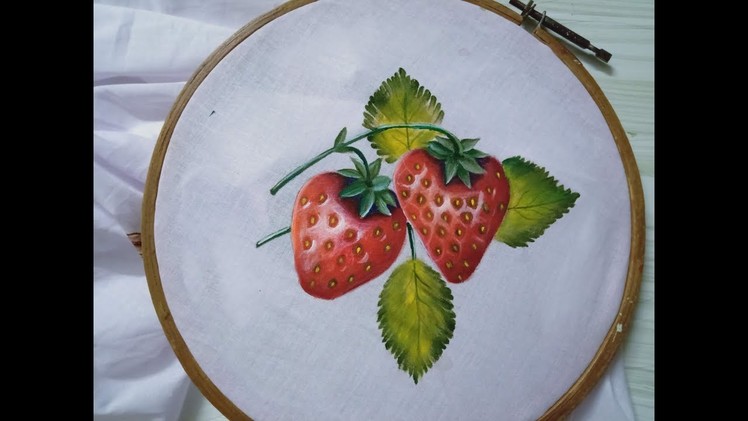 Fabric painting on clothes easy.Fabric painting techniques.How to paint strawberries.
