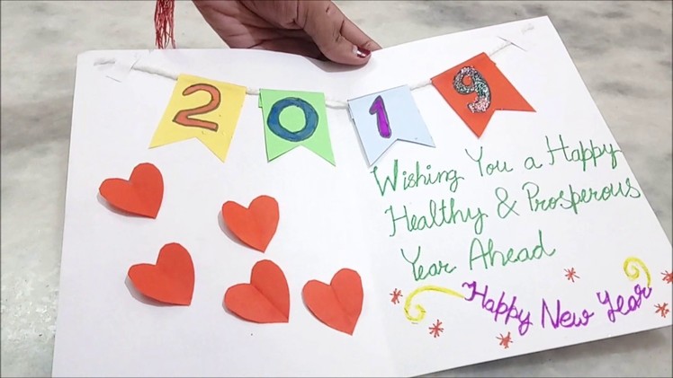 Handmade HAPPY NEW YEAR 2019 Greeting card | DIY HAPPY NEW YEAR GREETING CARD.