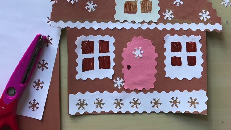 How to create a gingerbread house. Art lesson for kids.