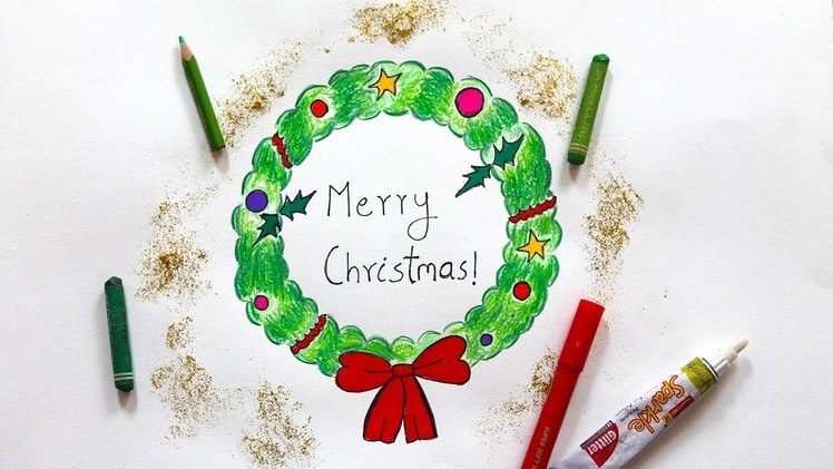 How To Draw A Christmas Wreath | Easy Art For Kids