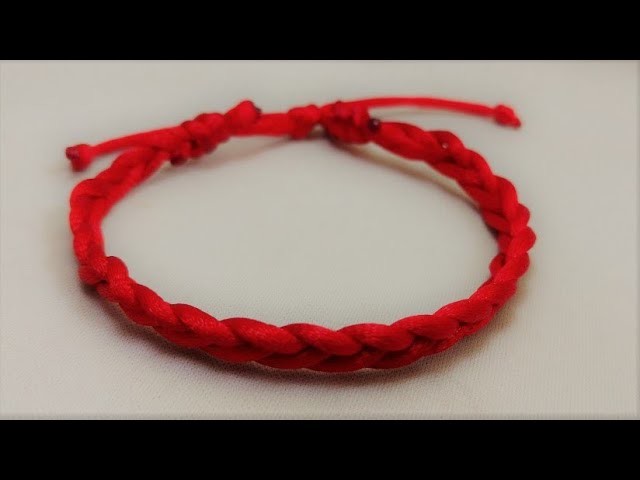 HOW TO MAKE A GOOD LUCK 4 STRANDED PLAIT RED CORD BRACELET