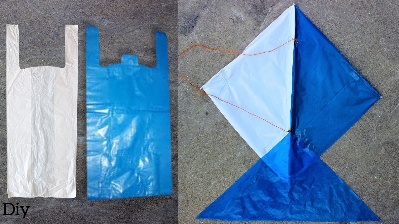 How to make a kite at home with plastic bag step by step, Diy For Begginer
